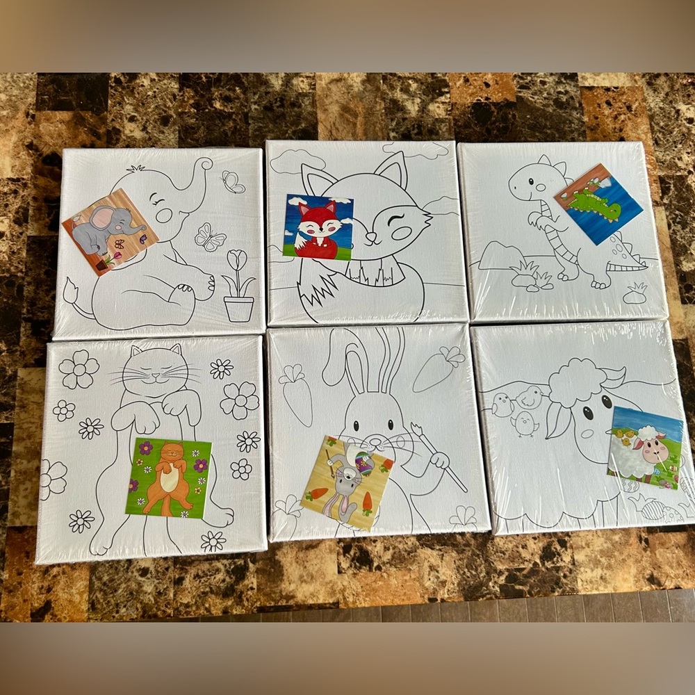Set of 6 Pre-drawn Painting Canvases